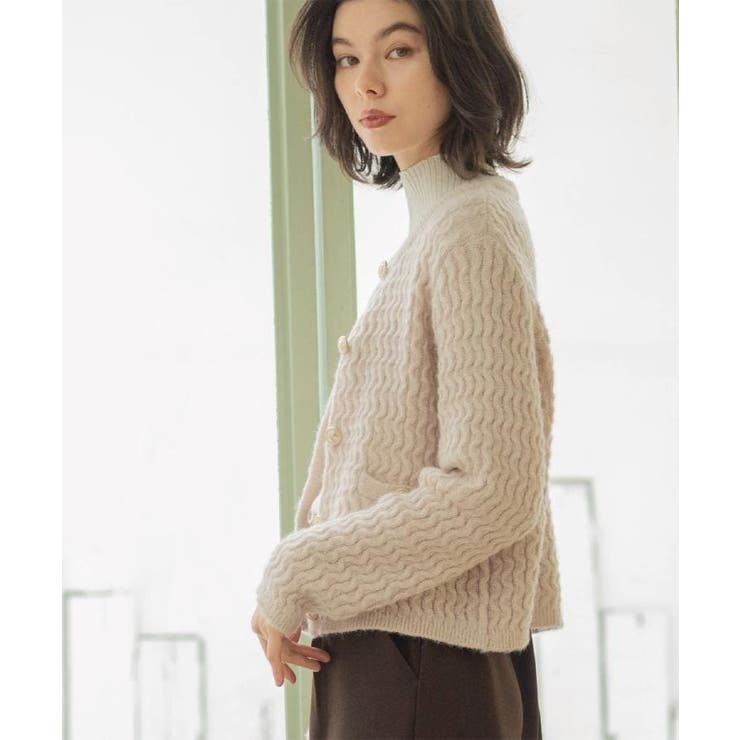 モヘヤタッチケーブル金ボタンカーディガン【洗濯機OK】 | OPAQUE.CLIP | 詳細画像2 