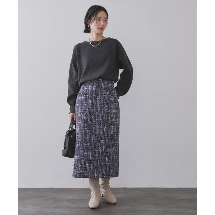 ファンシーツイードナロースカート【洗濯機OK】 | OPAQUE.CLIP | 詳細画像2 