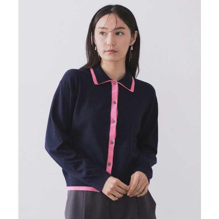 ダブルカラーポロ衿配色ニット【洗濯機OK】 | OPAQUE.CLIP | 詳細画像9 
