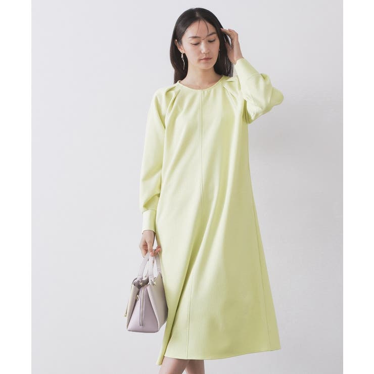 ライトグリーン(020) | タックデザインAラインワンピース【洗濯機OK】 | OPAQUE.CLIP