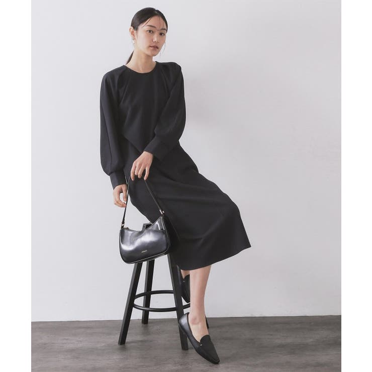 ネイビー(094) | タックデザインAラインワンピース【洗濯機OK】 | OPAQUE.CLIP