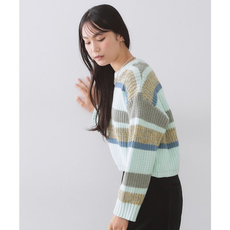 カラーボーダーミドルゲージニット | OPAQUE.CLIP | 詳細画像1 