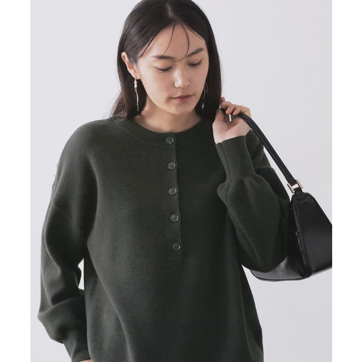 チャコールグレー(014) | ヘンリーネックニット/前後2WAY【洗濯機OK】 | OPAQUE.CLIP