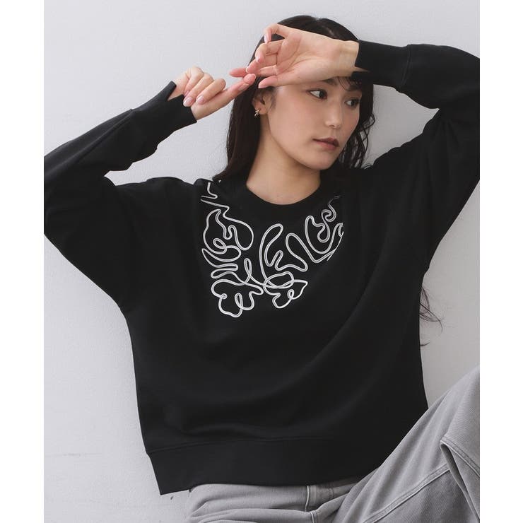 ブラック(019) | コード刺繍裏毛プルオーバー【洗濯機OK】 | OPAQUE.CLIP