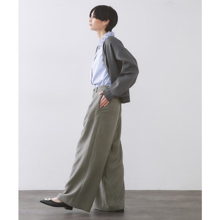 ヘリンボーンタックワイドパンツ【洗濯機OK】 | OPAQUE.CLIP | 詳細画像7 