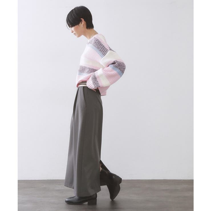 ボーダーリブ使いナロースカート【洗濯機OK】 | OPAQUE.CLIP | 詳細画像3 