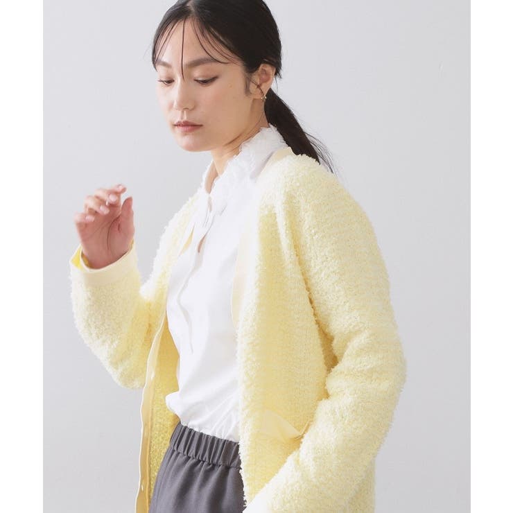 襟チュールシャツ【洗濯機OK】 | OPAQUE.CLIP | 詳細画像1 