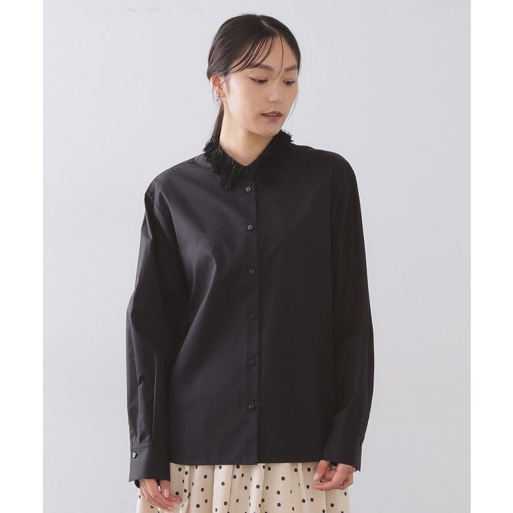 襟チュールシャツ【洗濯機OK】 | OPAQUE.CLIP | 詳細画像13 