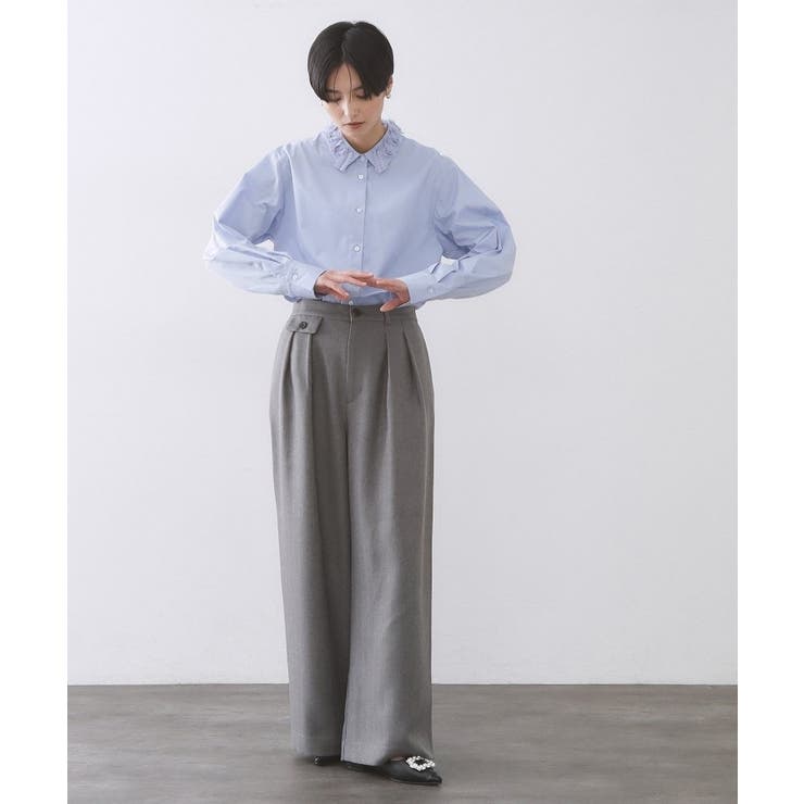 襟チュールシャツ【洗濯機OK】 | OPAQUE.CLIP | 詳細画像7 