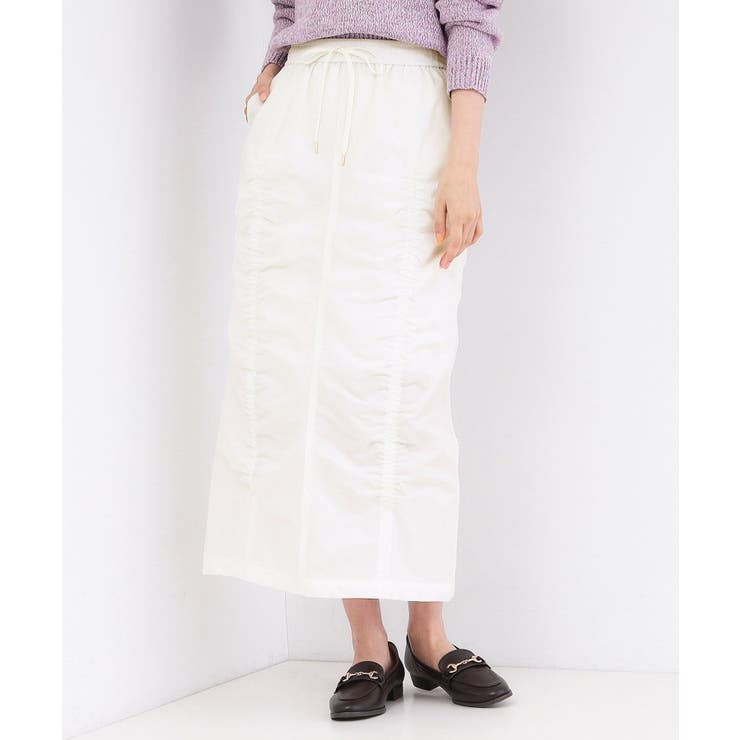 オフホワイト(003) | 撥水シャーリングナロースカート【洗濯機OK／UVケア／花粉対応】 | OPAQUE.CLIP