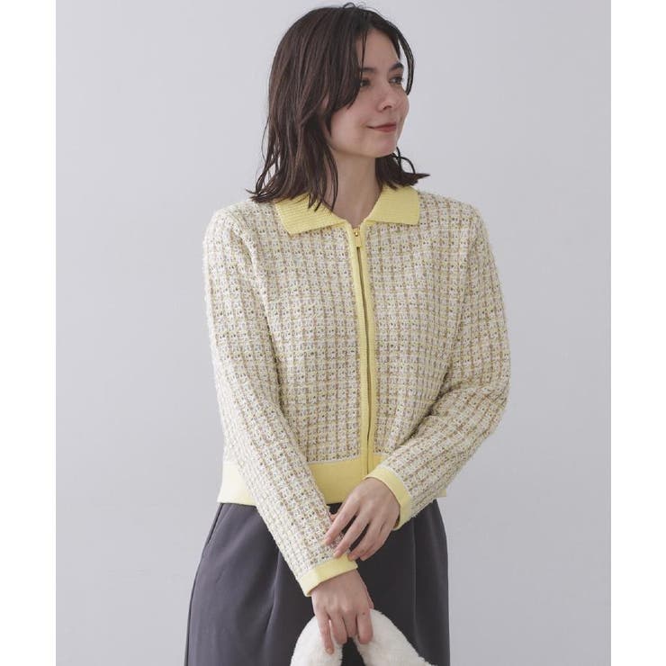 ツイードライクZIPニットカーディガン | OPAQUE.CLIP | 詳細画像24 