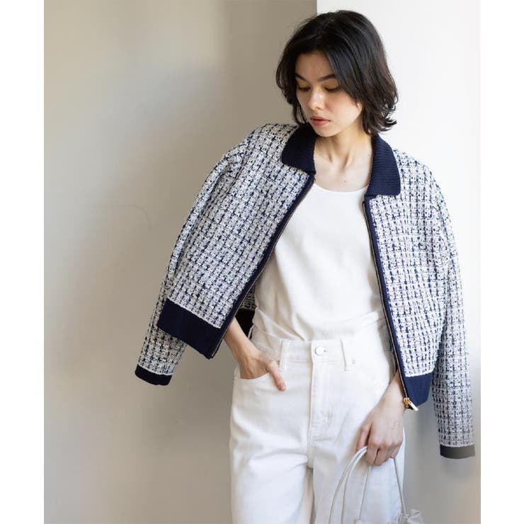 ツイードライクZIPニットカーディガン | OPAQUE.CLIP | 詳細画像6 