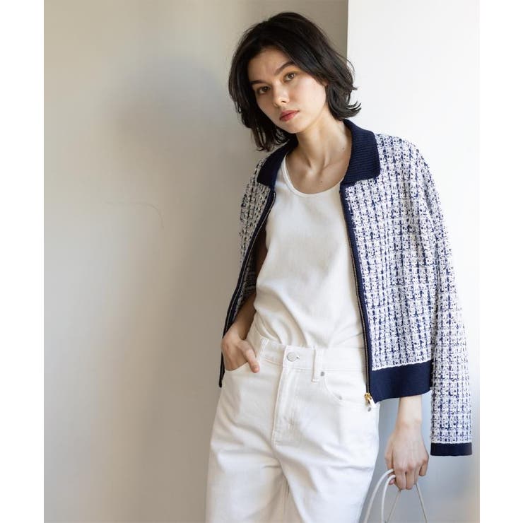 ツイードライクZIPニットカーディガン | OPAQUE.CLIP | 詳細画像7 