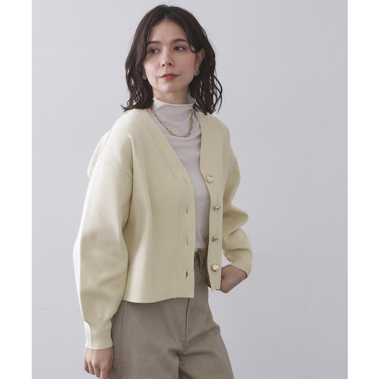 ゴールドビックボタンVネックニットカーディガン【洗濯機OK】 | OPAQUE.CLIP | 詳細画像23 