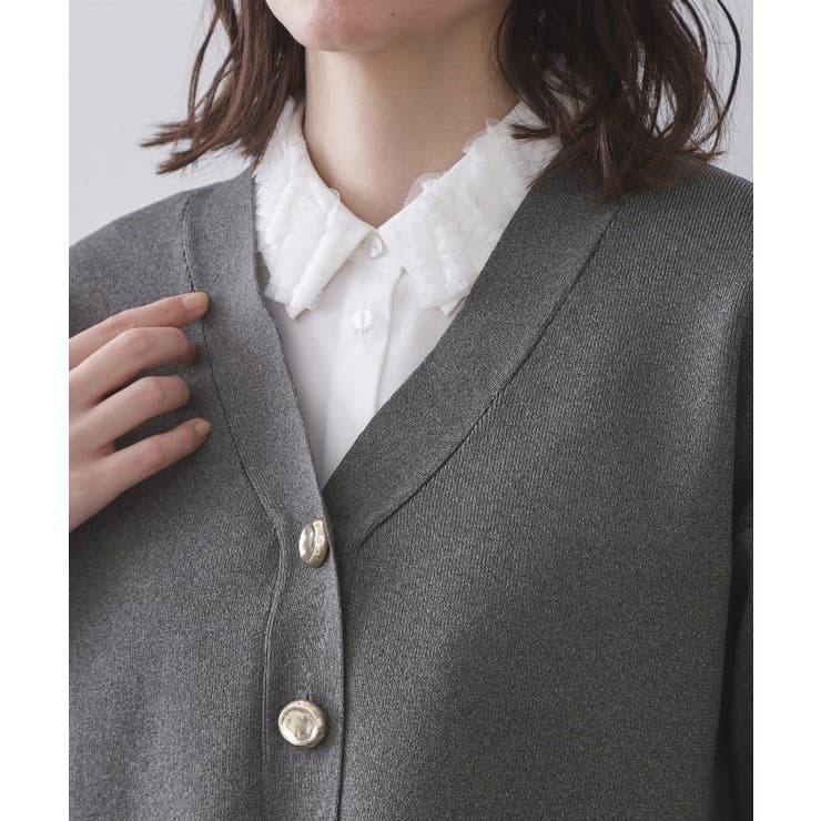 ゴールドビックボタンVネックニットカーディガン【洗濯機OK】 | OPAQUE.CLIP | 詳細画像39 