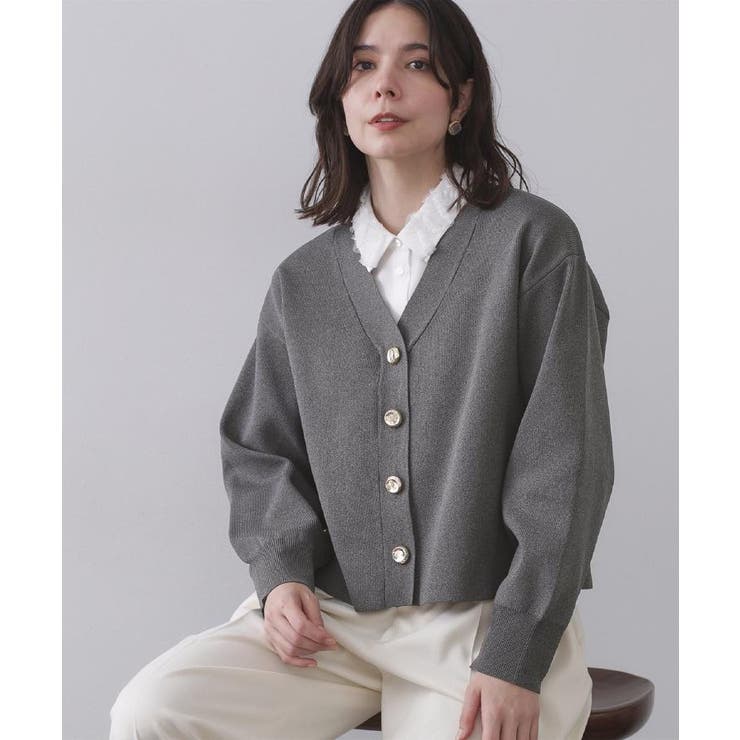 ゴールドビックボタンVネックニットカーディガン【洗濯機OK】 | OPAQUE.CLIP | 詳細画像44 