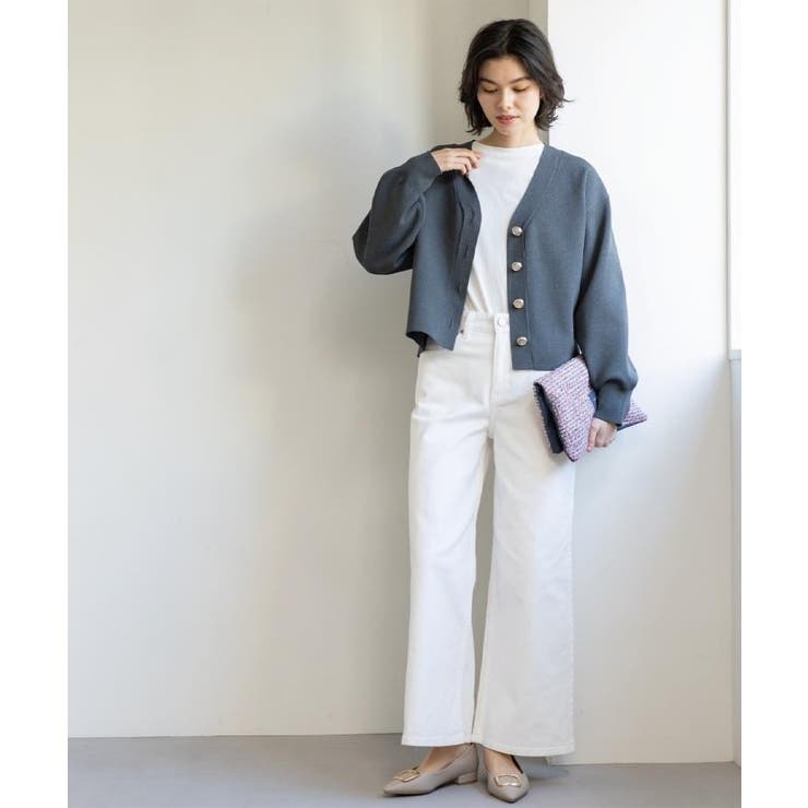 ゴールドビックボタンVネックニットカーディガン【洗濯機OK】 | OPAQUE.CLIP | 詳細画像14 