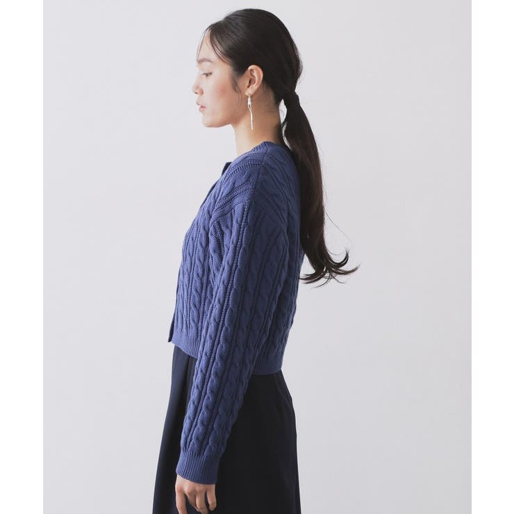 ケーブルミドルゲージニットカーディガン【洗濯機OK】 | OPAQUE.CLIP | 詳細画像14 