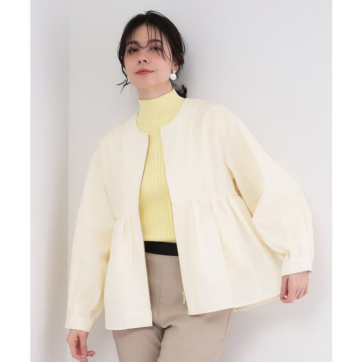 撥水ノーカラーペプラムブルゾン【洗濯機OK/抗ピル】 | OPAQUE.CLIP | 詳細画像1 