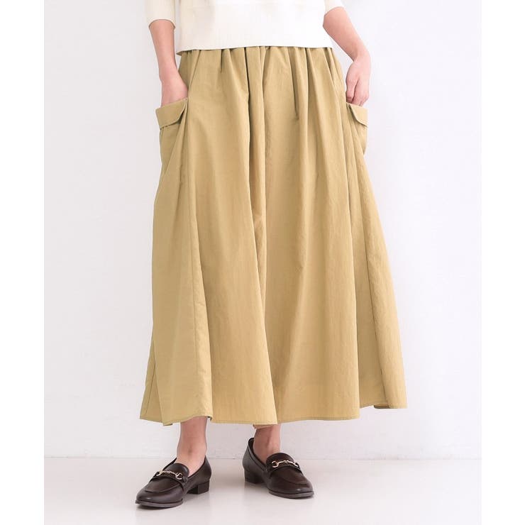 ベージュ(052) | サイドポケットギャザースカート【洗濯機OK】 | OPAQUE.CLIP