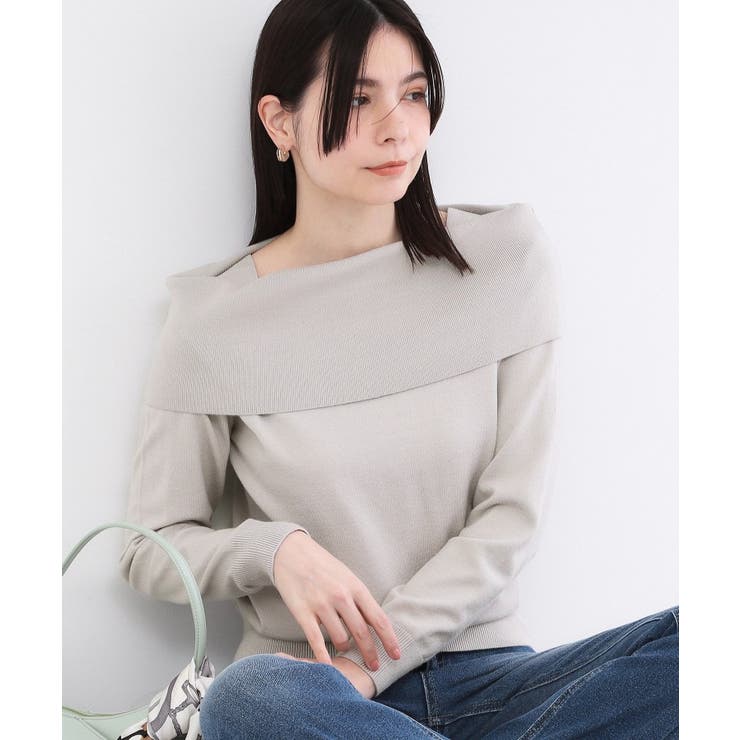 ライトグレー(011) | オフショルダーデザインニット【洗濯機OK】 | OPAQUE.CLIP