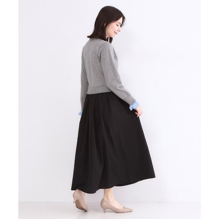 ポロ襟ニットドッキングフレアワンピース【洗濯機OK】 | OPAQUE.CLIP | 詳細画像3 