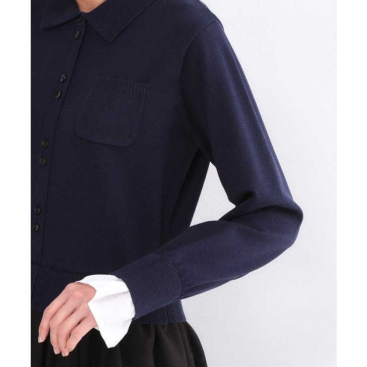 ポロ襟ニットドッキングフレアワンピース【洗濯機OK】 | OPAQUE.CLIP | 詳細画像14 