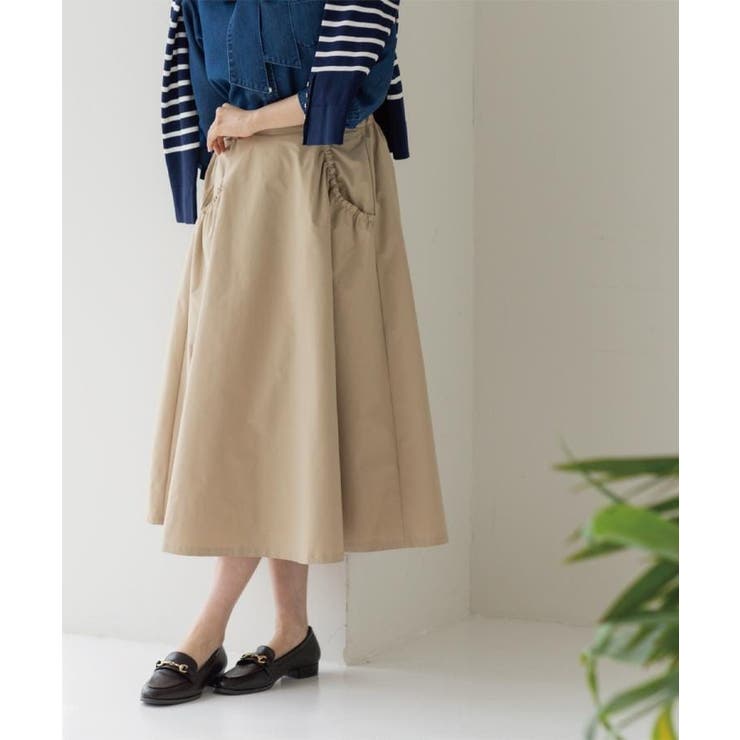 ベージュ(052) | ポケットデザインフレアスカート【洗濯機OK】 | OPAQUE.CLIP