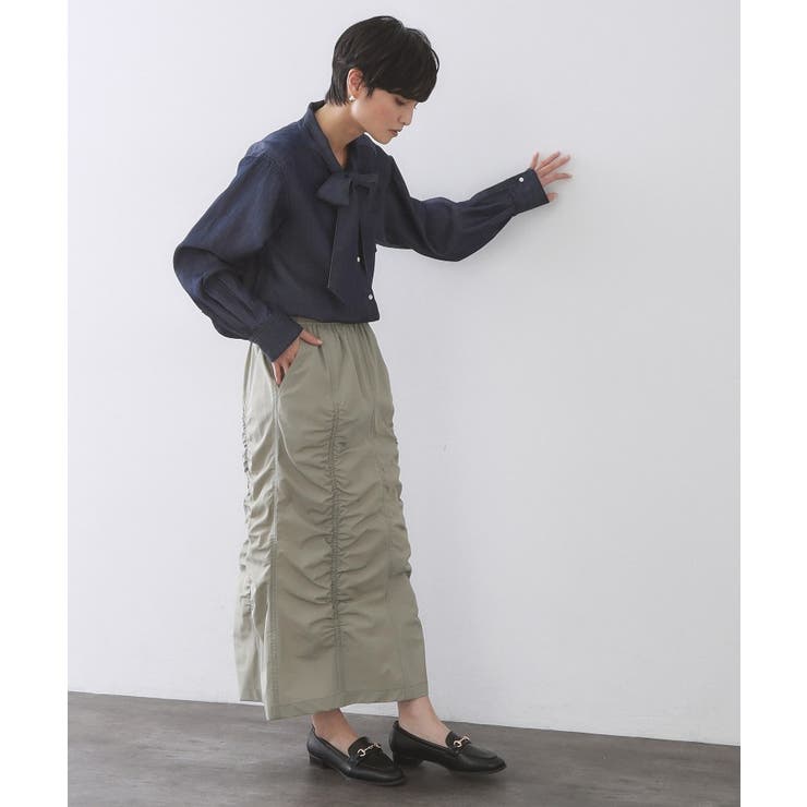 セルロース混デニムボウタイブラウス【洗濯機OK】 | OPAQUE.CLIP | 詳細画像19 