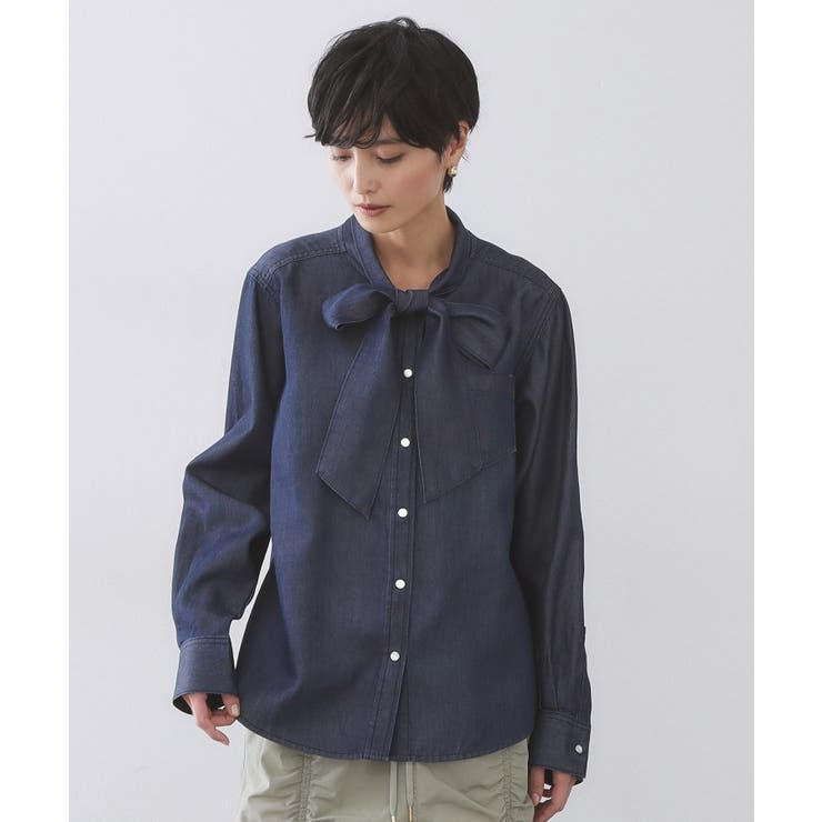 セルロース混デニムボウタイブラウス【洗濯機OK】 | OPAQUE.CLIP | 詳細画像21 