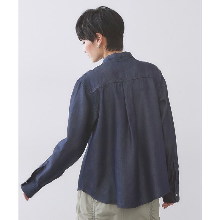 セルロース混デニムボウタイブラウス【洗濯機OK】 | OPAQUE.CLIP | 詳細画像23 