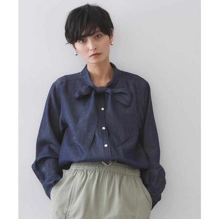 セルロース混デニムボウタイブラウス【洗濯機OK】 | OPAQUE.CLIP | 詳細画像29 