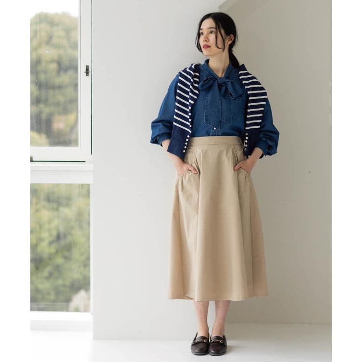 セルロース混デニムボウタイブラウス【洗濯機OK】 | OPAQUE.CLIP | 詳細画像5 