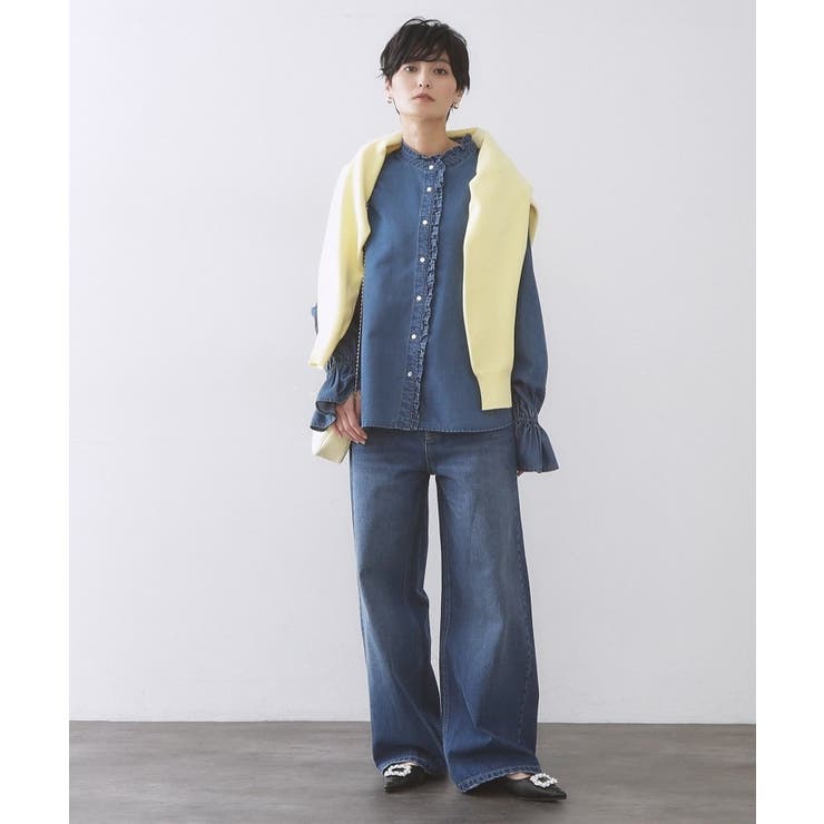 セルロース混デニムフリルブラウス【洗濯機OK】 | OPAQUE.CLIP | 詳細画像10 