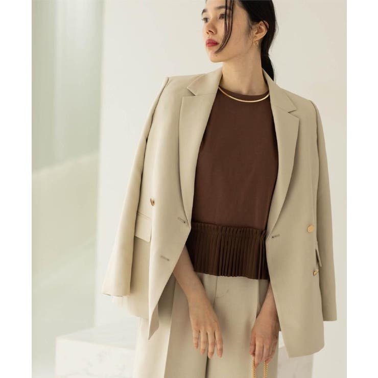 ライトベージュ(051) | 金ボタンダブルブレストテーラードジャケット セットアップ対応【洗える】《S～LL… | OPAQUE.CLIP