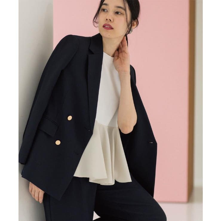 ネイビー(094) | 金ボタンダブルブレストテーラードジャケット セットアップ対応【洗える】《S～LL… | OPAQUE.CLIP