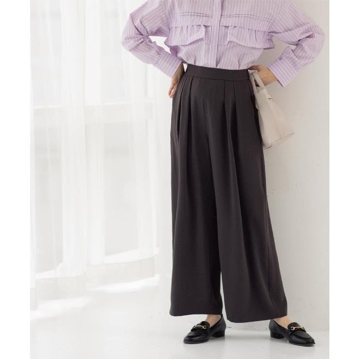 チャコールグレー(014) | タックイージーワイドパンツ【洗濯機OK】 | OPAQUE.CLIP