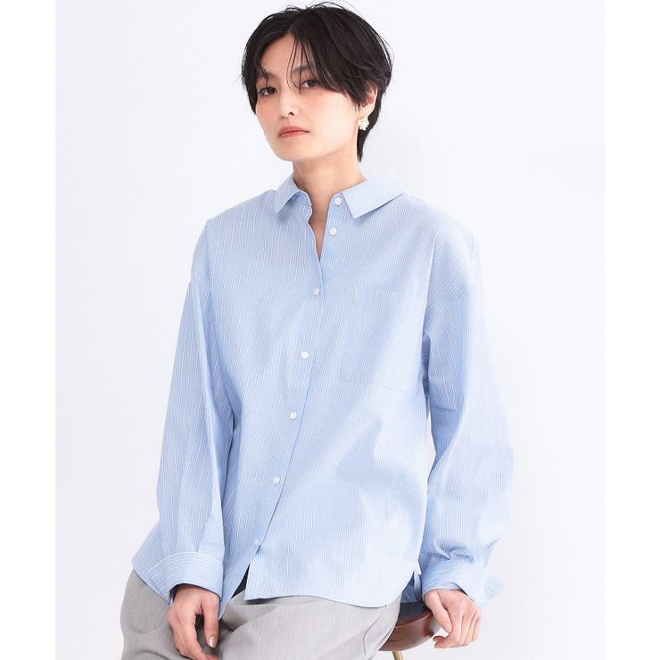 サックスブルー(390) | レギュラーカラーシャツ/ストライプアソート【洗濯機OK】 | OPAQUE.CLIP