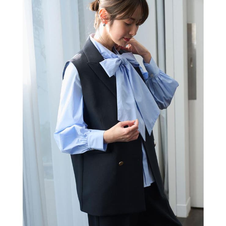 金ボタンダブルブレストテーラードジレ/セットアップ対応【洗える】《S～LL》 | OPAQUE.CLIP | 詳細画像2 