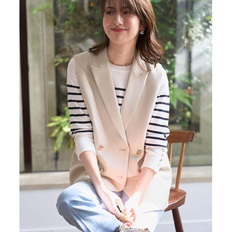 金ボタンダブルブレストテーラードジレ/セットアップ対応【洗える】《S～LL》 | OPAQUE.CLIP | 詳細画像4 