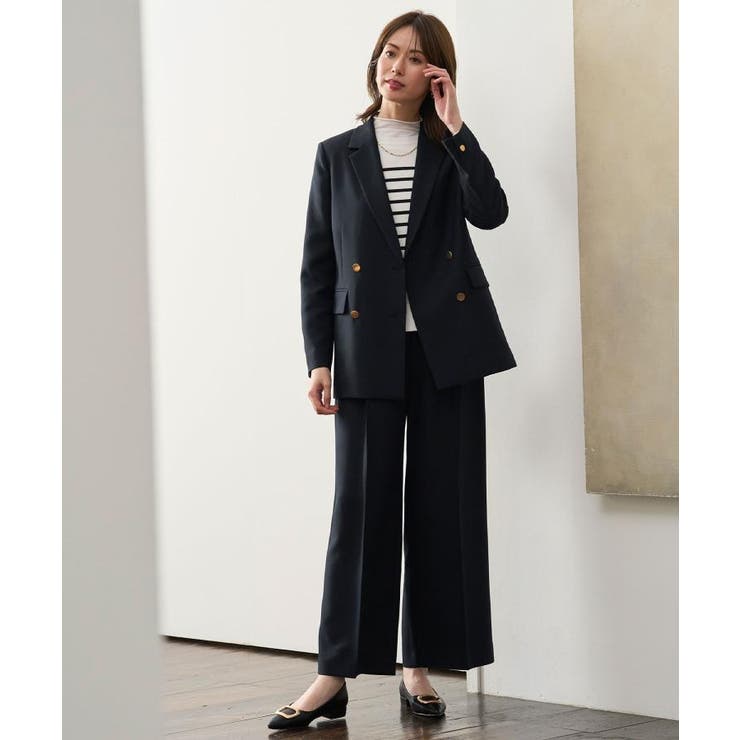 金ボタンデザインワイドパンツ/セットアップ対応【洗濯機OK】《S～LL》 | OPAQUE.CLIP | 詳細画像2 