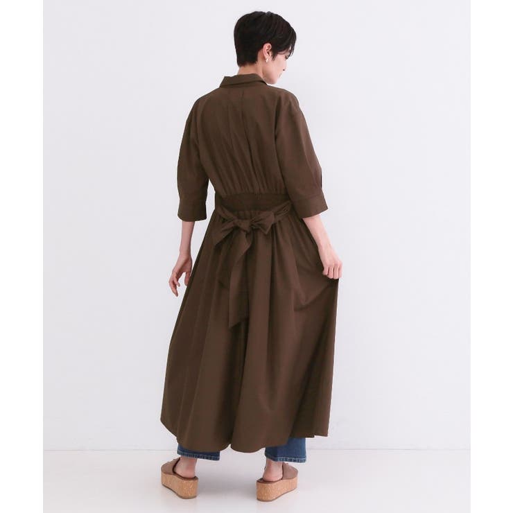 サッシュリボンベルト付きフレアシャツワンピース【洗濯機OK/防シワ加工】 | OPAQUE.CLIP | 詳細画像3 