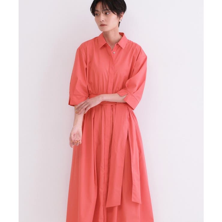 サッシュリボンベルト付きフレアシャツワンピース【洗濯機OK/防シワ加工】 | OPAQUE.CLIP | 詳細画像5 