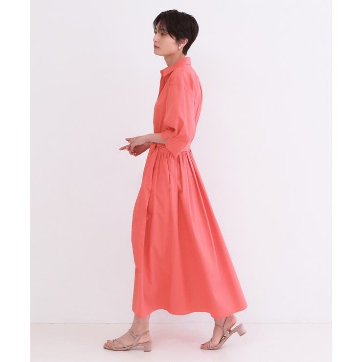 サッシュリボンベルト付きフレアシャツワンピース【洗濯機OK/防シワ加工】 | OPAQUE.CLIP | 詳細画像8 