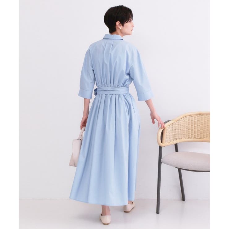 サッシュリボンベルト付きフレアシャツワンピース【洗濯機OK/防シワ加工】 | OPAQUE.CLIP | 詳細画像15 