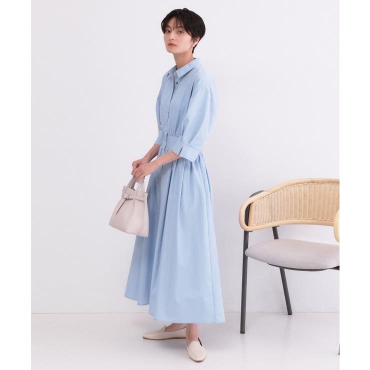 サッシュリボンベルト付きフレアシャツワンピース【洗濯機OK/防シワ加工】 | OPAQUE.CLIP | 詳細画像17 