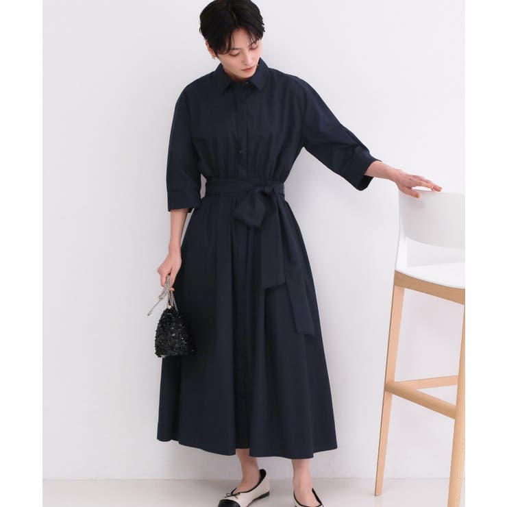 サッシュリボンベルト付きフレアシャツワンピース【洗濯機OK/防シワ加工】 | OPAQUE.CLIP | 詳細画像19 