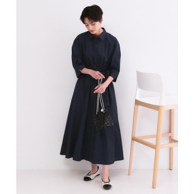 サッシュリボンベルト付きフレアシャツワンピース【洗濯機OK/防シワ加工】 | OPAQUE.CLIP | 詳細画像20 