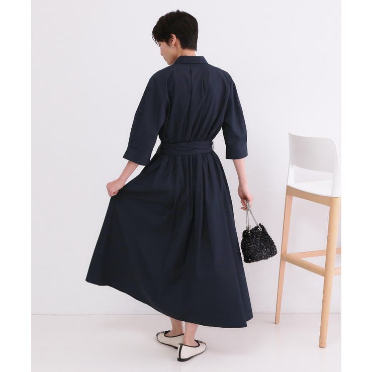 サッシュリボンベルト付きフレアシャツワンピース【洗濯機OK/防シワ加工】 | OPAQUE.CLIP | 詳細画像21 