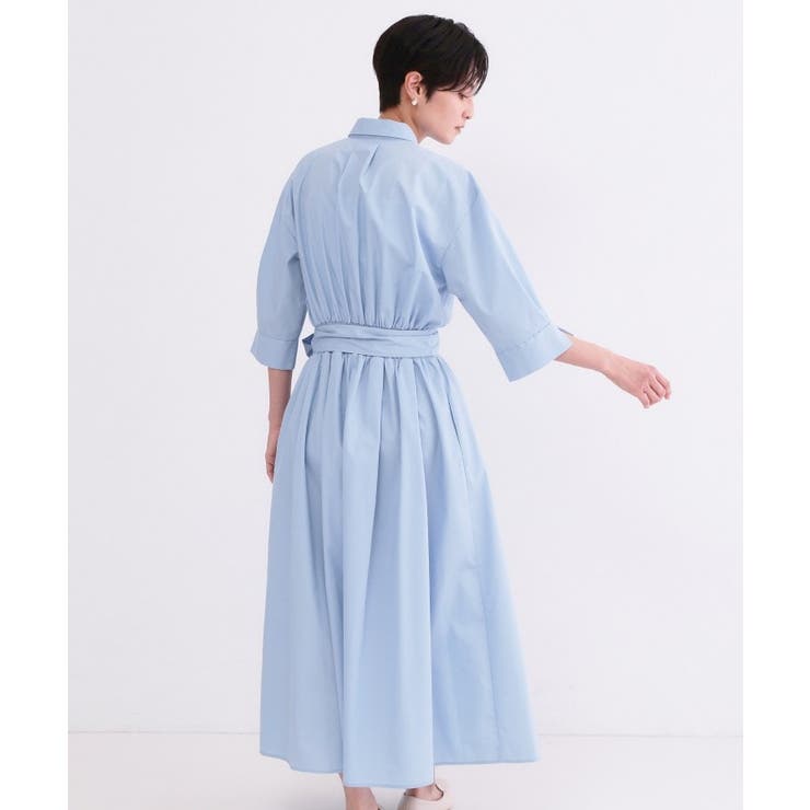 サッシュリボンベルト付きフレアシャツワンピース【洗濯機OK/防シワ加工】 | OPAQUE.CLIP | 詳細画像29 